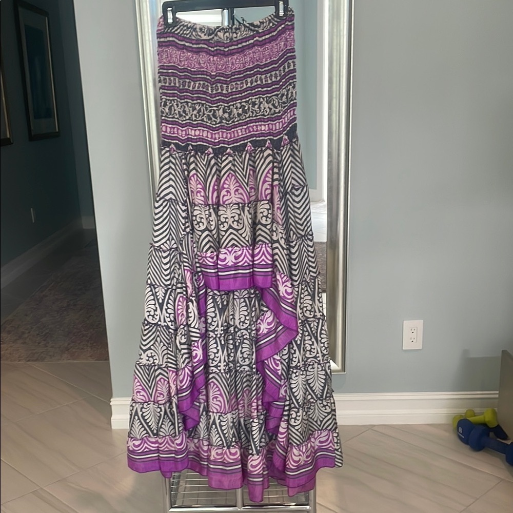 Elegant Purple and Black Patterned Skirt